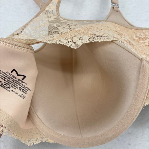 Maidenform Bra Size 42D Beige Nude Racerback Front Close Underwire Full Coverage - Picture 4 of 5